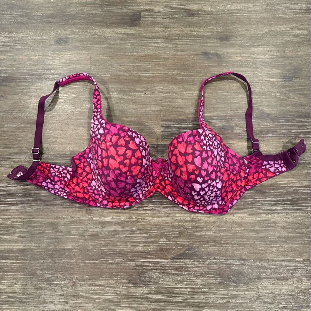 Women's Heart Patterned Bra - Pink and Purple